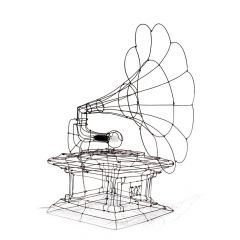 gramofone escultura de arame